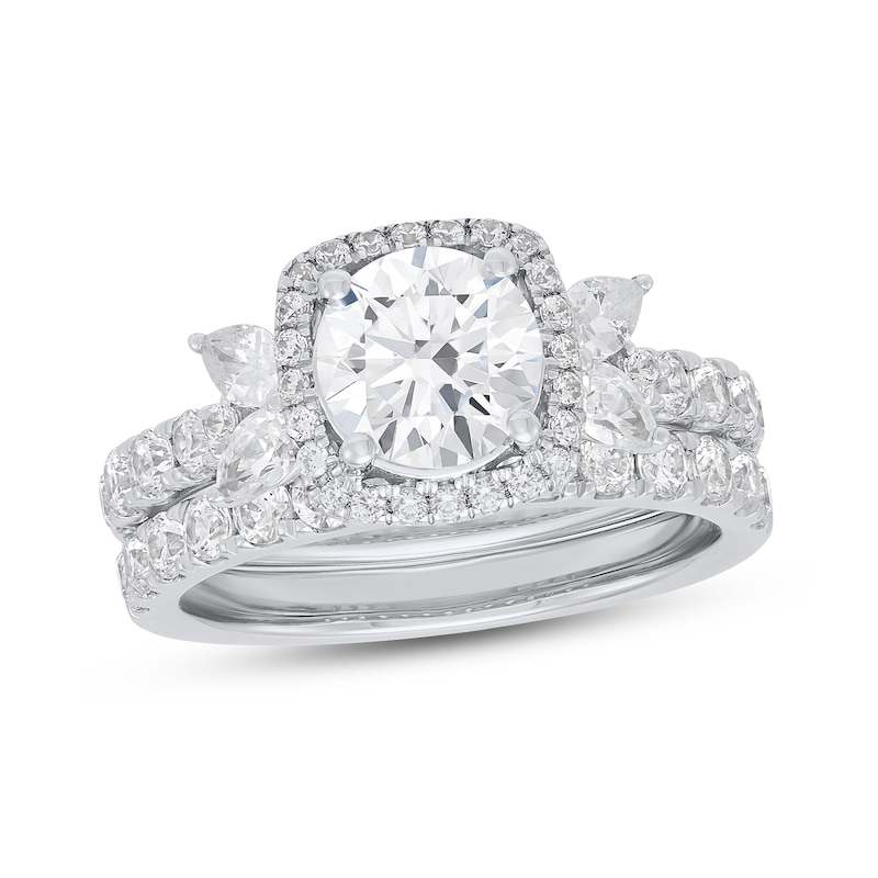 Main Image 1 of 2.95 CT. T.W. Certified Lab-Grown Diamond Frame Bridal Set in 14K White Gold (F/VS2)