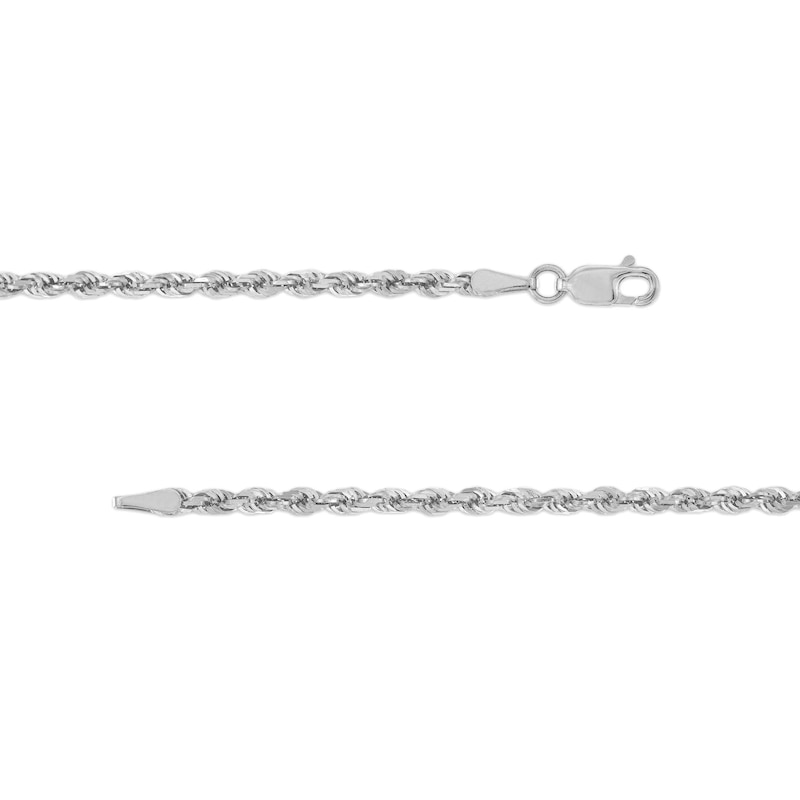 Main Image 3 of 3.0mm Glitter Rope Chain Necklace in Semi-Solid 14K White Gold - 22"