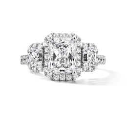 3.25 CT. T.W. Radiant-Cut Certified Lab-Grown Diamond Three-Stone Engagement Ring in 14K White Gold (F/VS2)