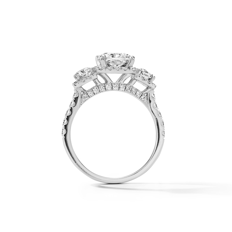 3.25 CT. T.W. Radiant-Cut Certified Lab-Grown Diamond Three-Stone Engagement Ring 14K White Gold (F/VS2)