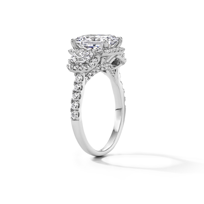3.25 CT. T.W. Radiant-Cut Certified Lab-Grown Diamond Three-Stone Engagement Ring 14K White Gold (F/VS2)