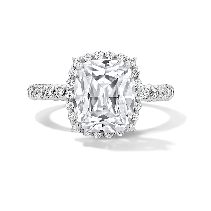 3.75 CT. T.W. Cushion-Cut Certified Lab-Grown Diamond Frame Engagement Ring in 14K White Gold (F/VS2)