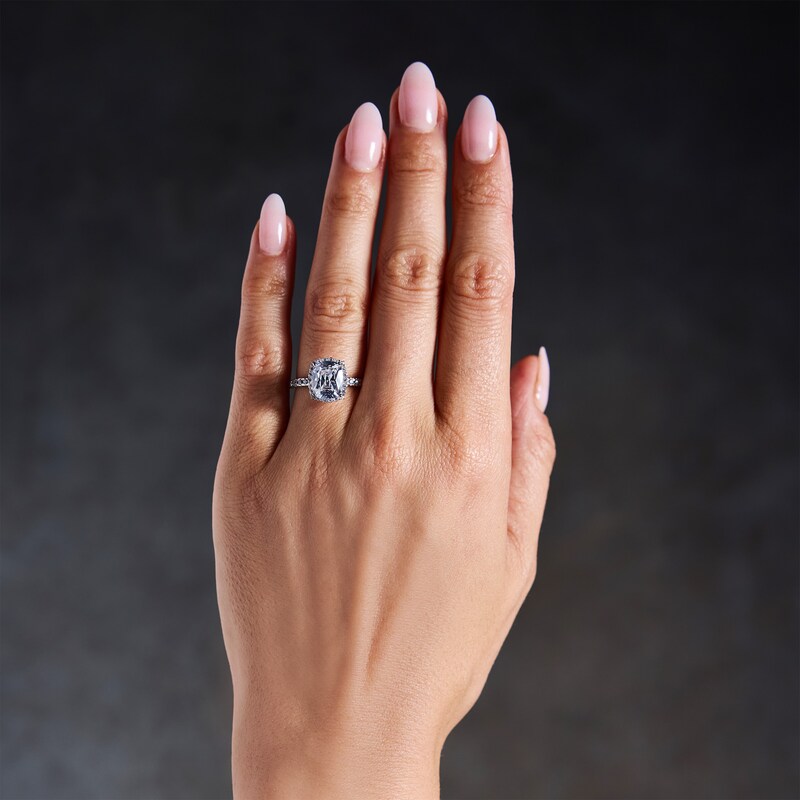 3.75 CT. T.W. Cushion-Cut Certified Lab-Grown Diamond Frame Engagement Ring in 14K White Gold (F/VS2)