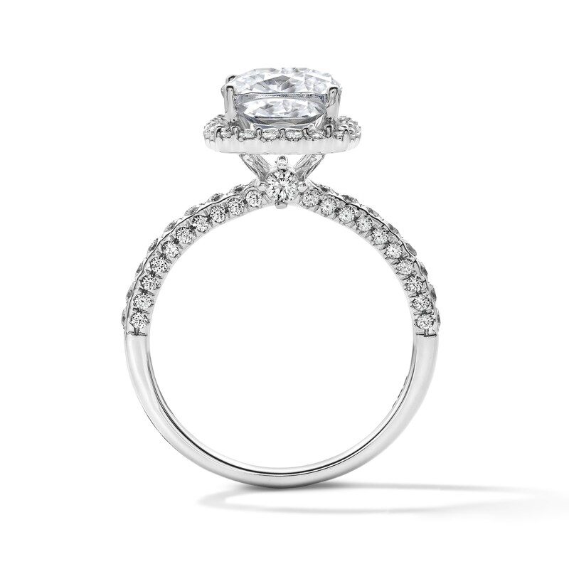 3.75 CT. T.W. Cushion-Cut Certified Lab-Grown Diamond Frame Engagement Ring in 14K White Gold (F/VS2)