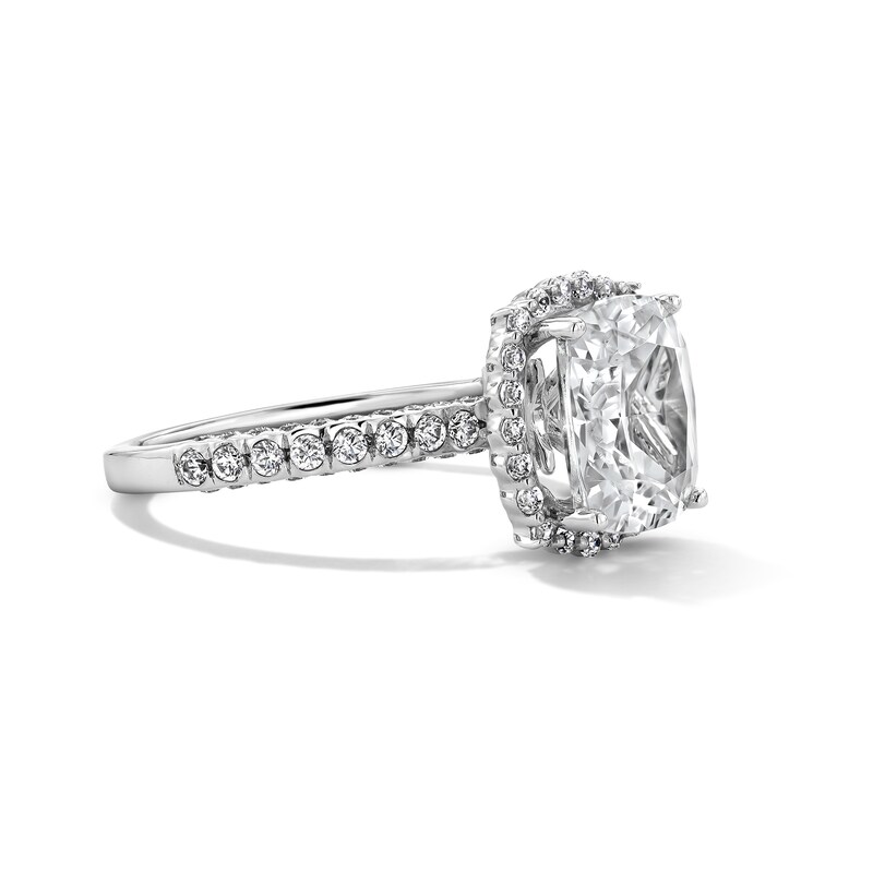 3.75 CT. T.W. Cushion-Cut Certified Lab-Grown Diamond Frame Engagement Ring in 14K White Gold (F/VS2)