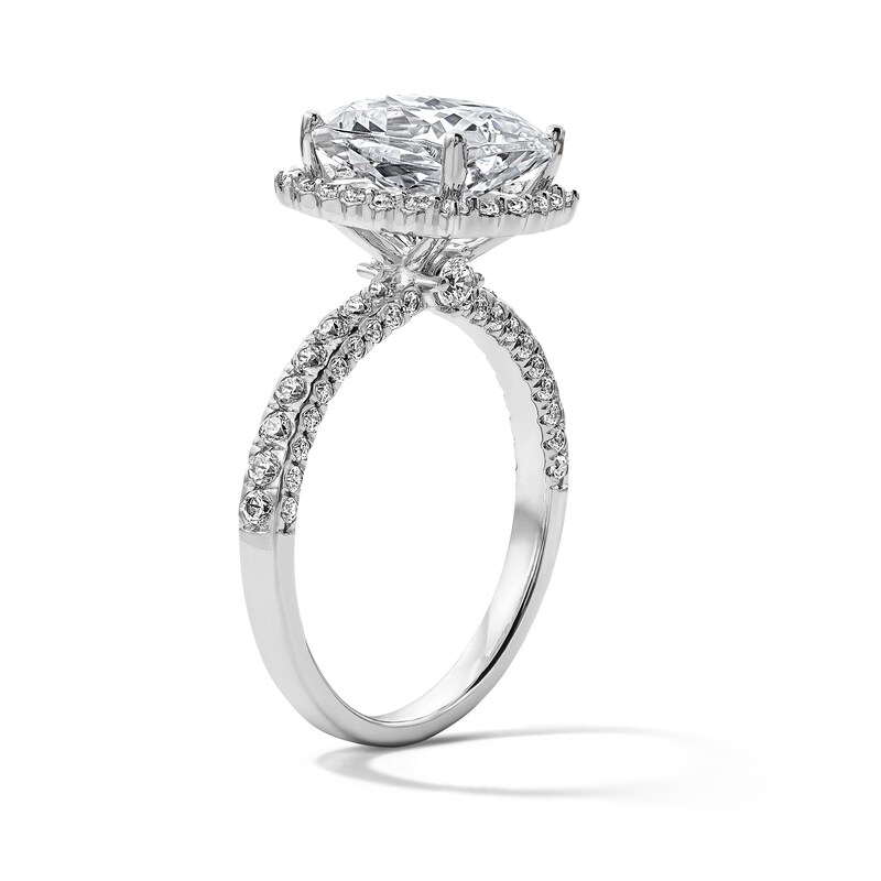 3.75 CT. T.W. Cushion-Cut Certified Lab-Grown Diamond Frame Engagement Ring in 14K White Gold (F/VS2)