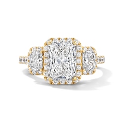 3.25 CT. T.W. Radiant-Cut Certified Lab-Grown Diamond Three-Stone Engagement Ring in 14K Gold (F/VS2)