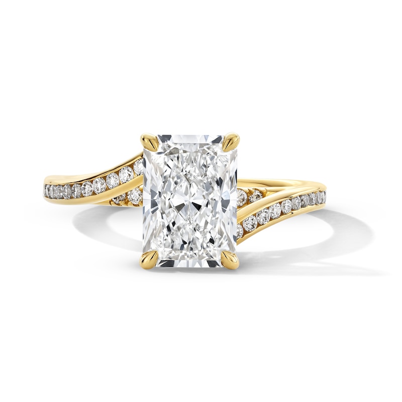 Main Image 1 of 2.25 CT. T.W. Radiant-Cut Certified Lab-Grown Diamond Wraparound Engagement Ring in 14K Gold (F/VS2)