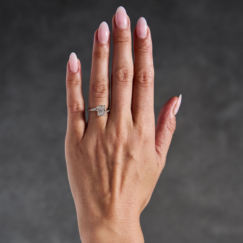 Main Image 2 of 2.25 CT. T.W. Radiant-Cut Certified Lab-Grown Diamond Wraparound Engagement Ring in 14K Gold (F/VS2)