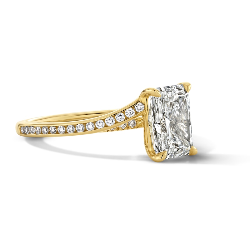 Main Image 4 of 2.25 CT. T.W. Radiant-Cut Certified Lab-Grown Diamond Wraparound Engagement Ring in 14K Gold (F/VS2)