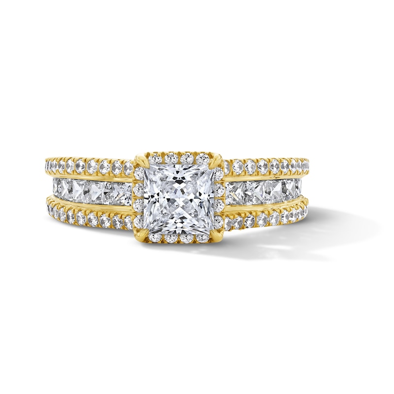 2.25 CT. T.W. Princess-Cut Certified Lab-Grown Diamond Frame Engagement Ring 14K Gold (F/VS2)