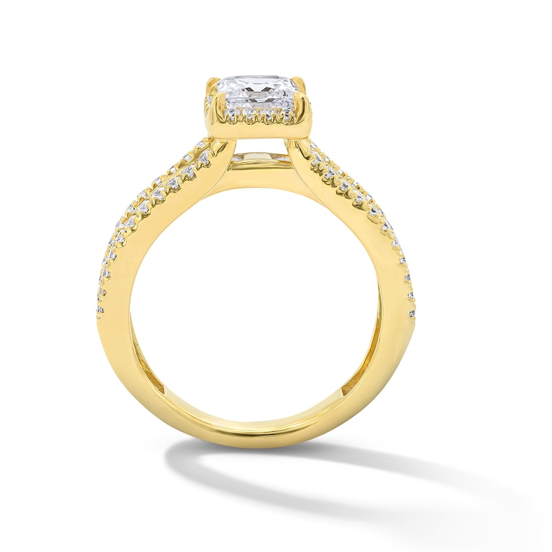2.25 CT. T.W. Princess-Cut Certified Lab-Grown Diamond Frame Engagement Ring 14K Gold (F/VS2)