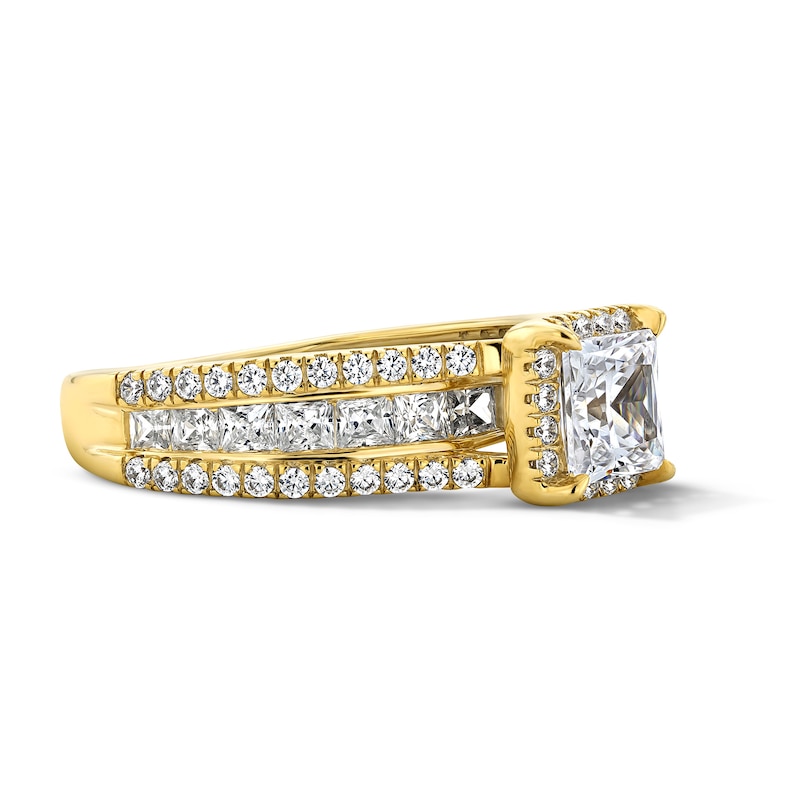 2.25 CT. T.W. Princess-Cut Certified Lab-Grown Diamond Frame Engagement Ring 14K Gold (F/VS2)