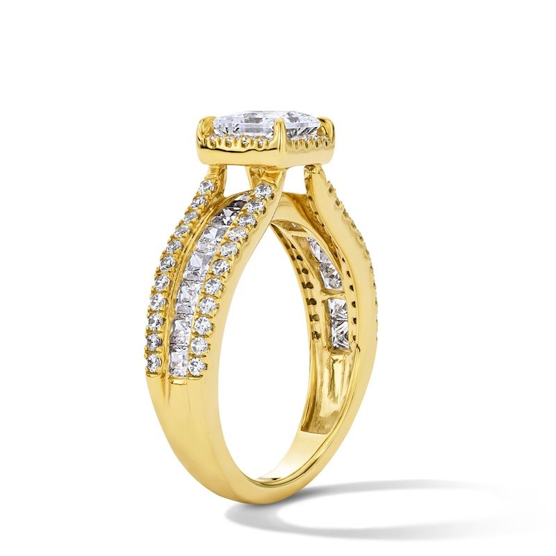 2.25 CT. T.W. Princess-Cut Certified Lab-Grown Diamond Frame Engagement Ring 14K Gold (F/VS2)