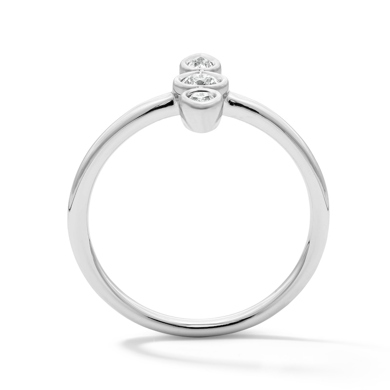 0.18 CT. T.W. Pear-Shaped and Round Certified Lab-Grown Diamond Three-Stone Ring in Sterling Silver (F/VS2)