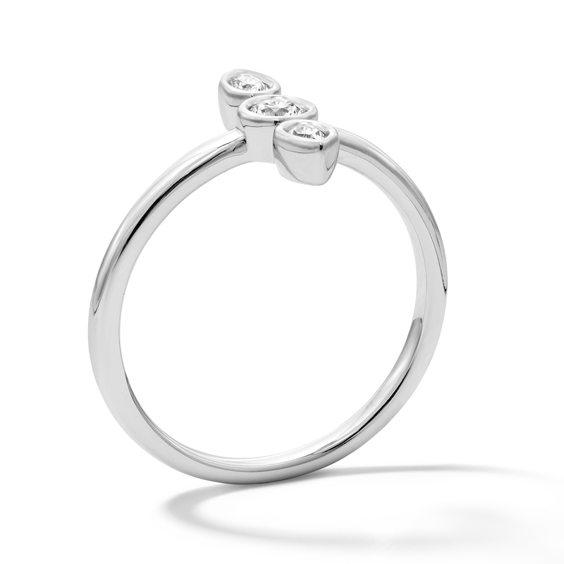 0.18 CT. T.W. Pear-Shaped and Round Certified Lab-Grown Diamond Three-Stone Ring in Sterling Silver (F/VS2)