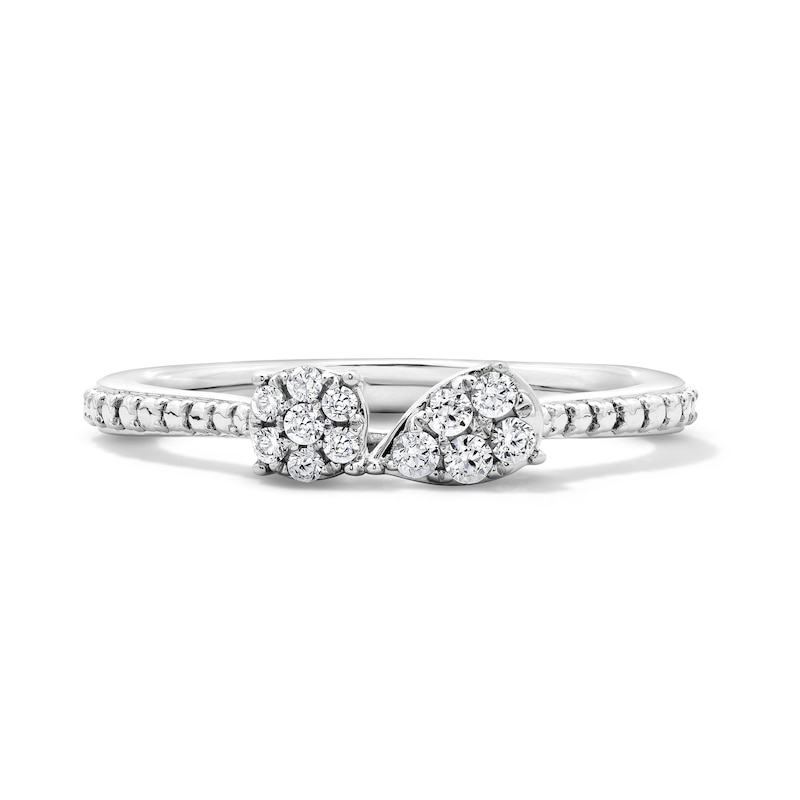 0.12 CT. T.W. Certified Lab-Grown Multi-Diamond Toi et Moi Ring in Sterling Silver (F/VS2)
