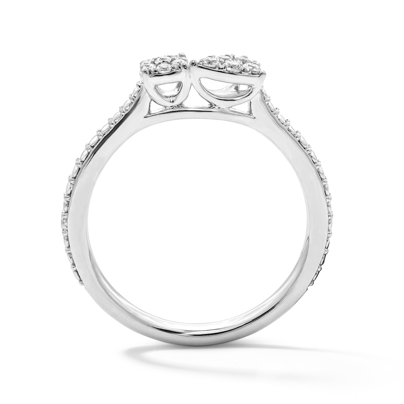 0.12 CT. T.W. Certified Lab-Grown Multi-Diamond Toi et Moi Ring in Sterling Silver (F/VS2)