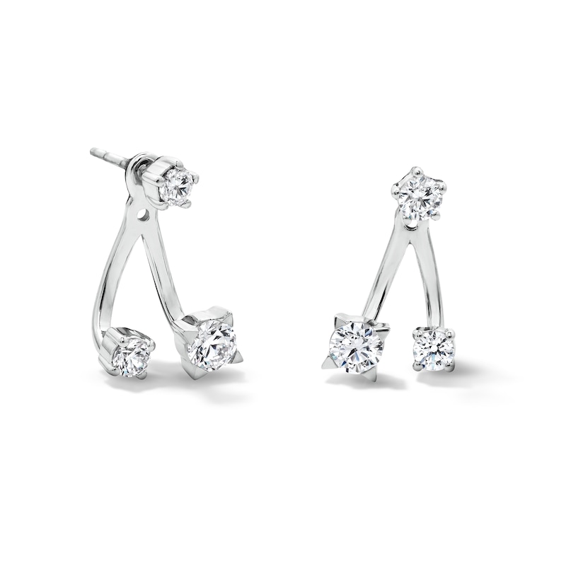 Main Image 1 of 0.69 CT. T.W. Certified Lab-Grown Diamond Front-Back Earrings in Sterling Silver (F/VS2)