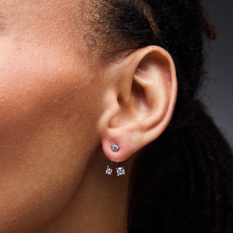 Main Image 2 of 0.69 CT. T.W. Certified Lab-Grown Diamond Front-Back Earrings in Sterling Silver (F/VS2)