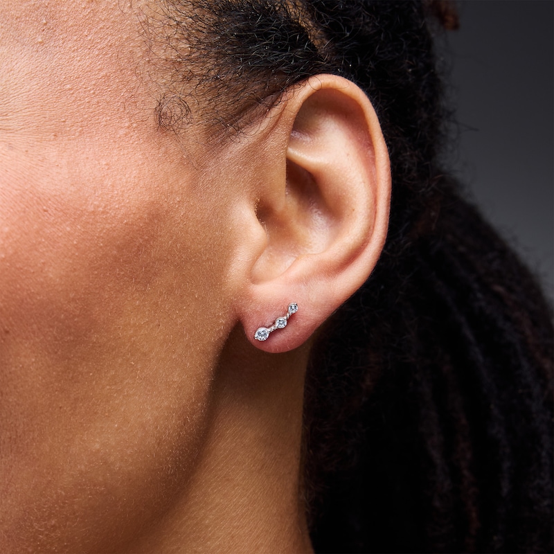 0.25 CT. T.W. Certified Lab-Grown Diamond Crawler Earrings in Sterling Silver (F/VS2)