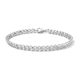 0.09 CT. T. W. Diamond Marquise Link Bracelet in Sterling Silver - 7.25"