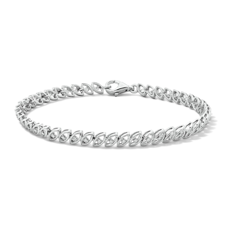 0.09 CT. T. W. Diamond Marquise Link Bracelet in Sterling Silver - 7.25"