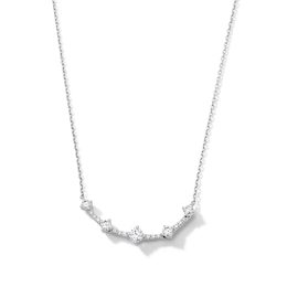 0.50 CT. T.W. Milestones Certified Lab-Grown Diamond Curved Bar Necklace in Sterling Silver (F/SI2)