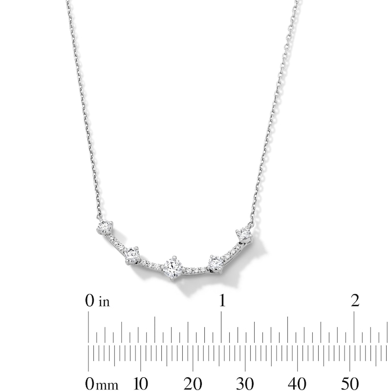 Main Image 3 of 0.50 CT. T.W. Milestones Certified Lab-Grown Diamond Curved Bar Necklace in Sterling Silver (F/SI2)