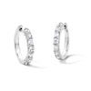 Thumbnail Image 1 of 1.00 CT. T.W. Emerald-Cut and Round Certified Lab-Grown Diamond Hoop Earrings in Sterling Silver (F/VS2)