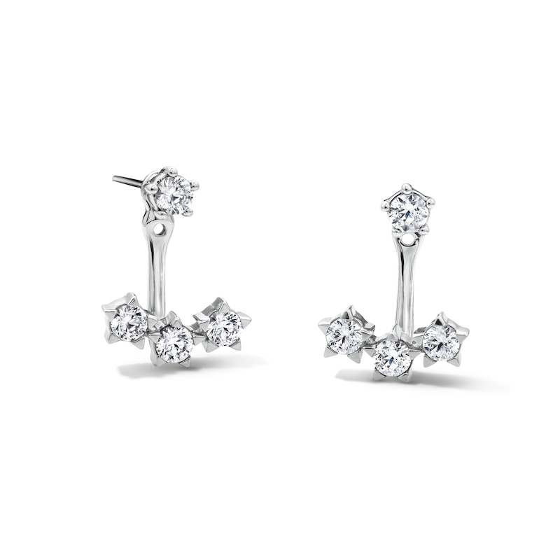Main Image 1 of 0.69 CT. T.W. Certified Lab-Grown Diamond Front-Back Earrings in Sterling Silver (F/VS2)