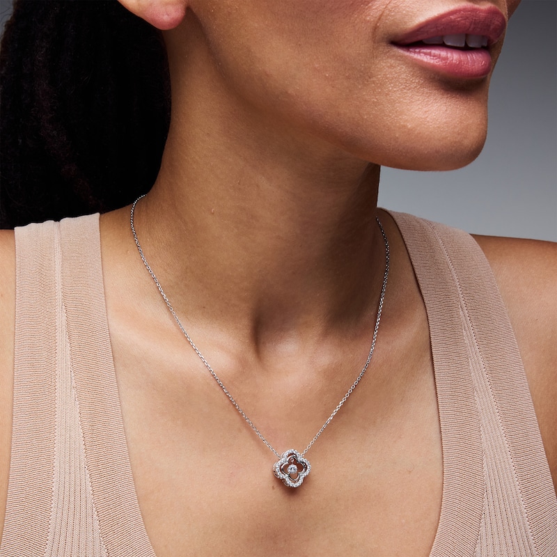 Unstoppable Love™ 0.60 CT. T.W. Certified Lab-Grown Diamond Quatrefoil Dangle Necklace in Sterling Silver (F/VS2)
