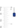 Thumbnail Image 2 of Emerald-Cut Blue Sapphire and Diamond-Accent Drop Earrings in 10K White Gold