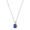 Thumbnail Image 1 of Emerald-Cut Blue Sapphire and Diamond-Accent Pendant in 10K White Gold