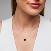Thumbnail Image 2 of Emerald-Cut Blue Sapphire and Diamond-Accent Pendant in 10K White Gold