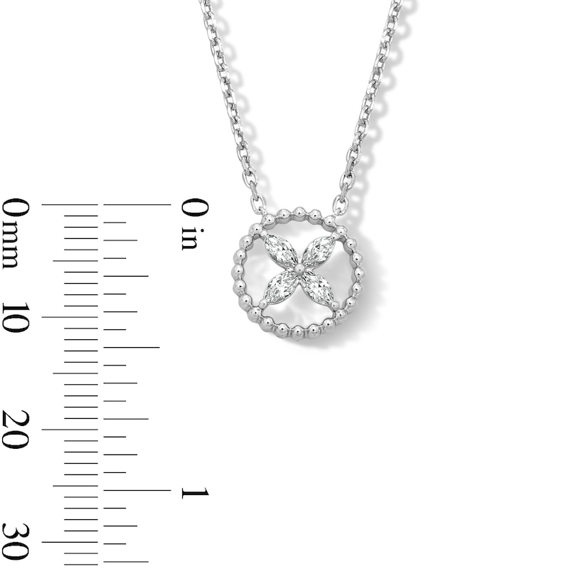 0.20 CT. T.W. Marquise-Cut Certified Lab-Grown Diamond Beaded Frame Necklace in Sterling Silver (F/VS2) - 19"