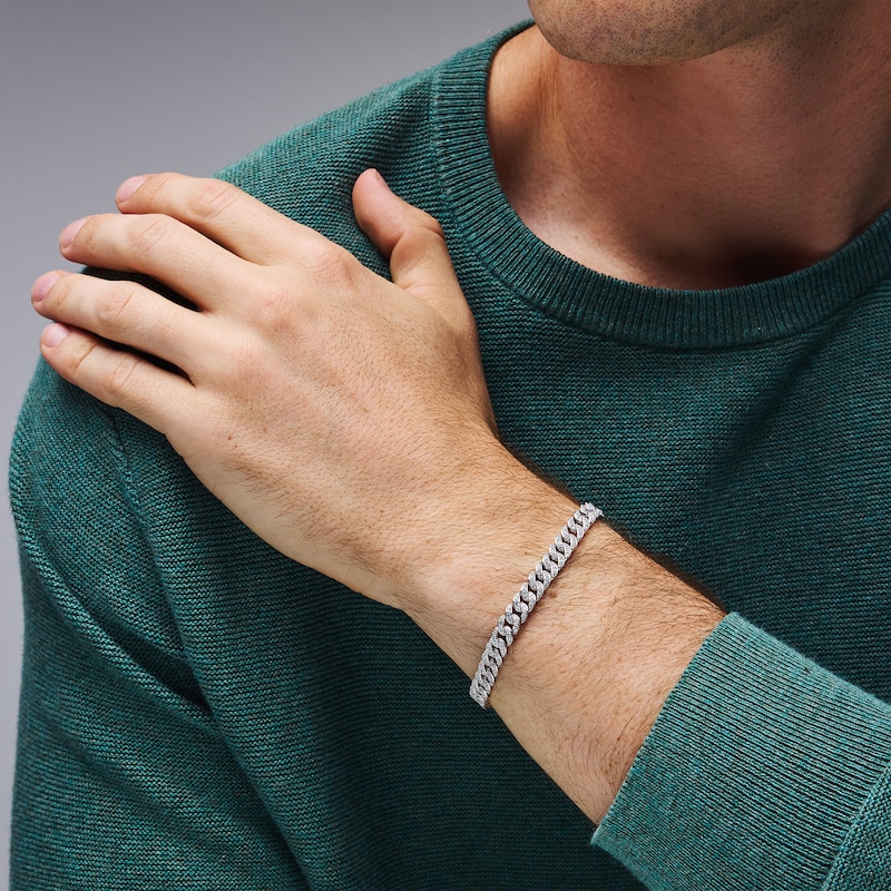 3.30 CT. T.W. Certified Lab-Grown Diamond Curb Chain Bracelet in Solid Sterling Silver (F/SI2) - 8.5"