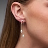Thumbnail Image 2 of 7.0mm Freshwater Cultured Pearl Oval Drop Earrings in Sterling Silver with 14K Gold Plate