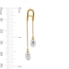 Thumbnail Image 2 of 7.0mm Freshwater Cultured Pearl Oval Drop Earrings in Sterling Silver with 14K Gold Plate