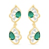 Thumbnail Image 1 of Pear-Shaped Emerald and 0.15 CT. T.W. Lab-Grown Diamond Drop Earrings in 18K Gold (F/VS2)