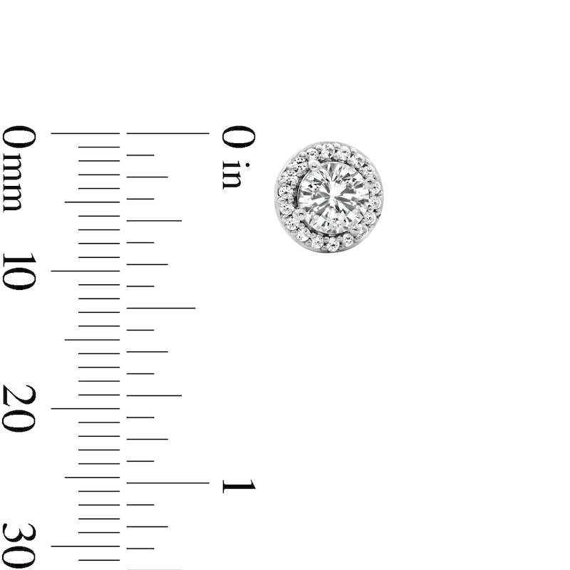 White Lab-Created Sapphire Frame Stud Earrings in Sterling Silver