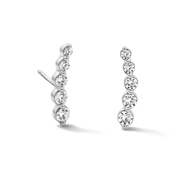 Main Image 1 of 0.50 CT. T.W. Certified Lab-Grown Diamond Crawler Earrings in Sterling Silver (F/VS2)