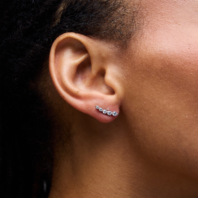 Main Image 2 of 0.50 CT. T.W. Certified Lab-Grown Diamond Crawler Earrings in Sterling Silver (F/VS2)