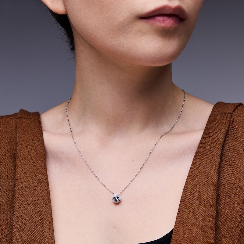 White Lab-Created Sapphire Frame Pendant in Sterling Silver