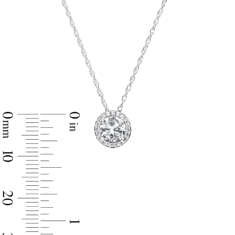 White Lab-Created Sapphire Frame Pendant in Sterling Silver