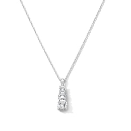 4.0mm White Lab-Created SapWhite Lab-Created Sapphire Three-Stone Drop Pendant in Sterling Silver