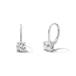 White Lab-Created Sapphire Solitaire Earrings in Sterling Silver