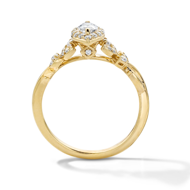 0.50 CT. T.W. Marquise-Cut Diamond Frame Leaf Shank Engagement Ring 14K Gold