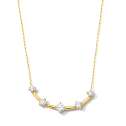 1.00 CT. T.W. Milestones Certified Lab-Grown Diamond Five-Stone Curved Bar Necklace in 10K Gold (F/SI2)