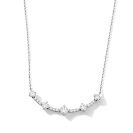 1.00 CT. T.W. Milestones Certified Lab-Grown Diamond Curved Bar Necklace in 10K White Gold (F/SI2)